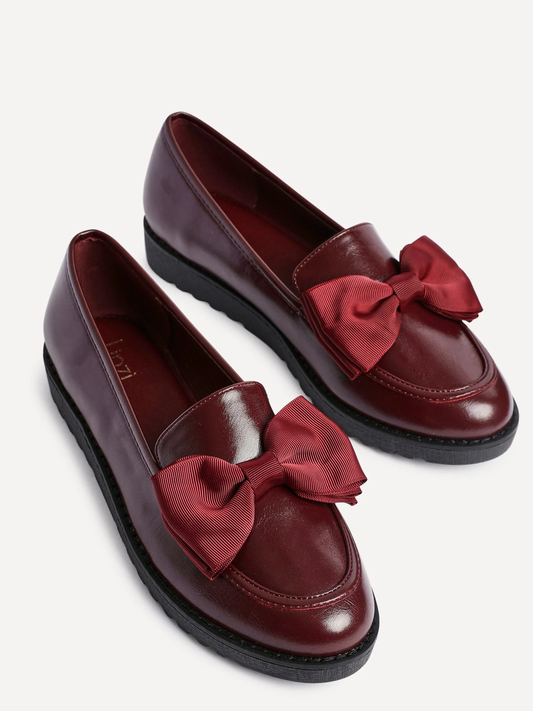 Rood - Linzi Cathy loafers met plateauzool en grote strik