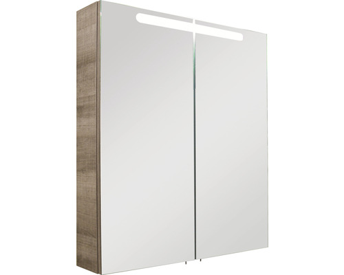 FACKELMANN A-Vero spiegelkast, 70 x 15,7 x 79,5 cm, grijs eiken, 2-deurs, LED, IP20
