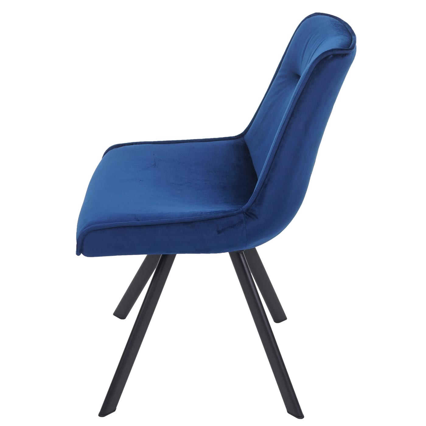 6er-Set Esszimmerstuhl MCW-K24, Polsterstuhl Küchenstuhl Lehnstuhl Stuhl, Metall Samt ~ blau