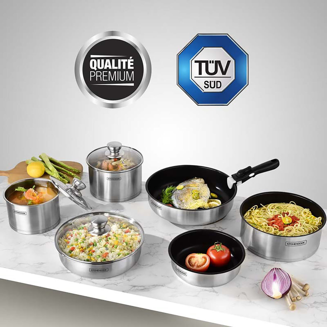 Kitchencook Batterie de cuisine grise