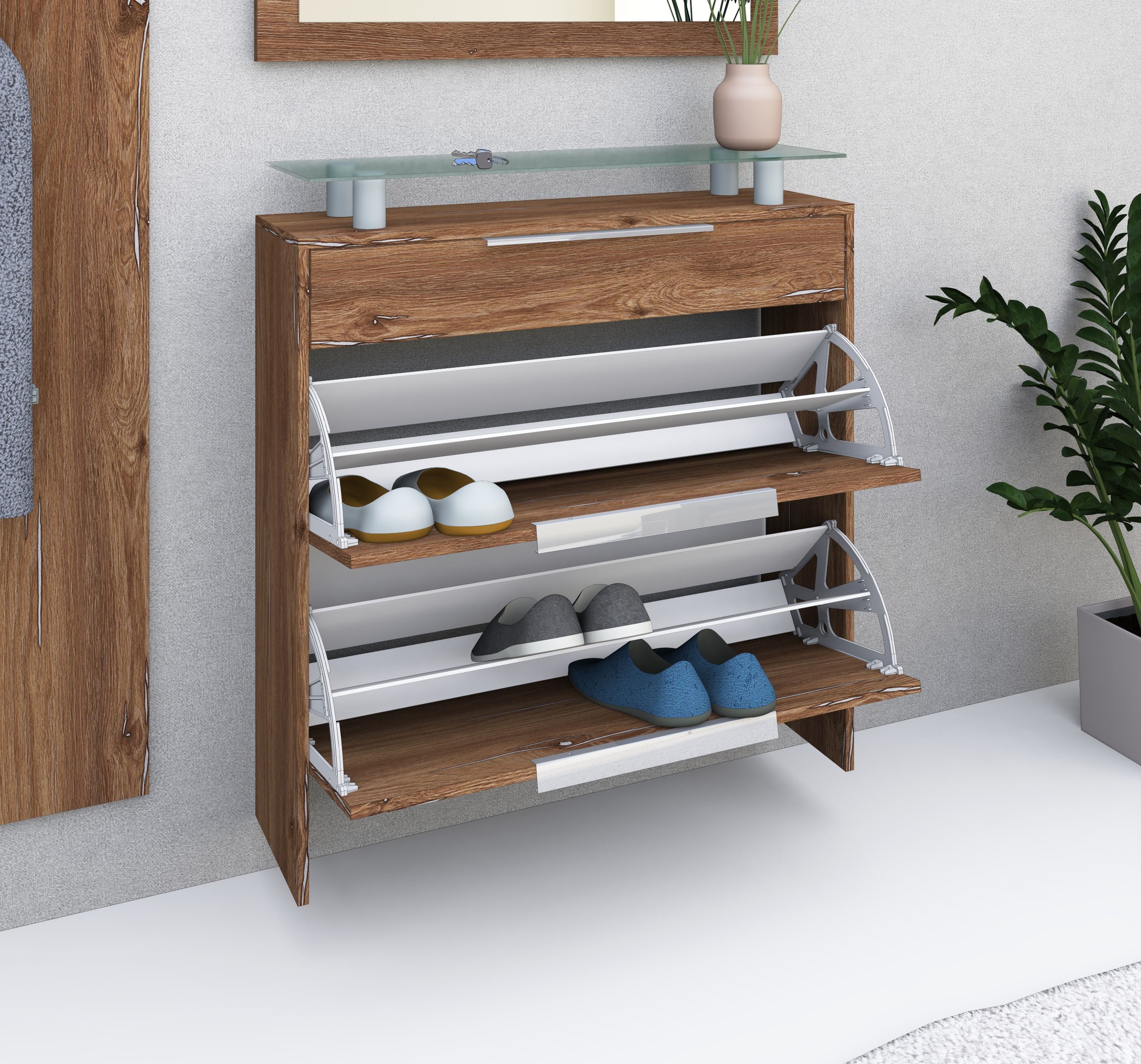 borchardt Möbel Schuhschrank »Oliva« Breite 89 cm, hängend, mit 2 Doppeltrommel und 1 Schubkasten