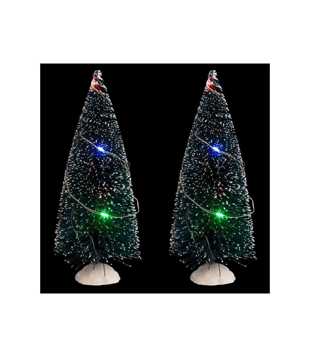 Lot de 2 Sapins de Noël 20 Micro Leds 15cm Vert