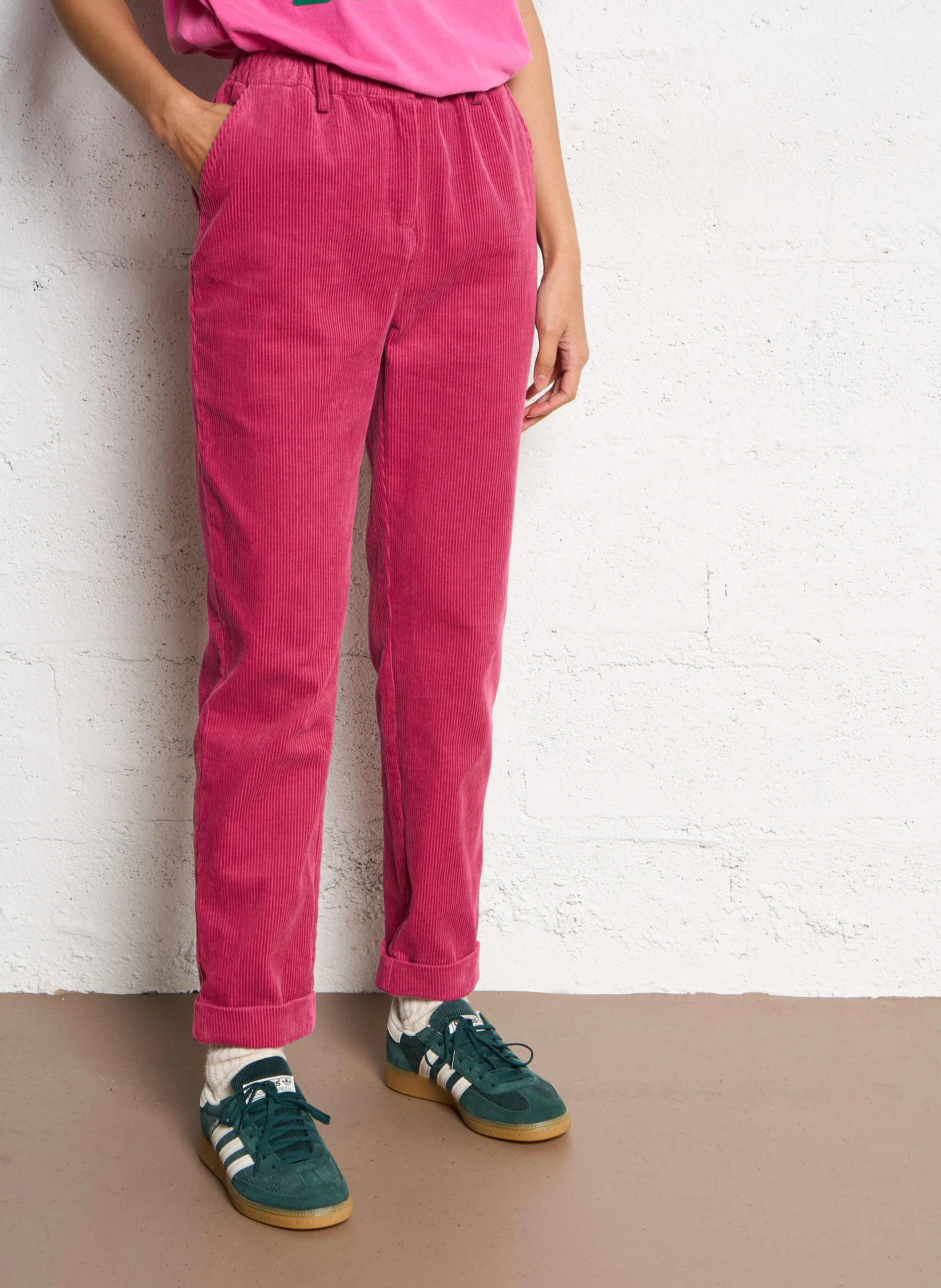 RANCY - Pantalon droit en velours côtelé | Beige