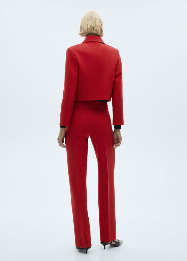 MANGO Buttoned cropped jacket Red