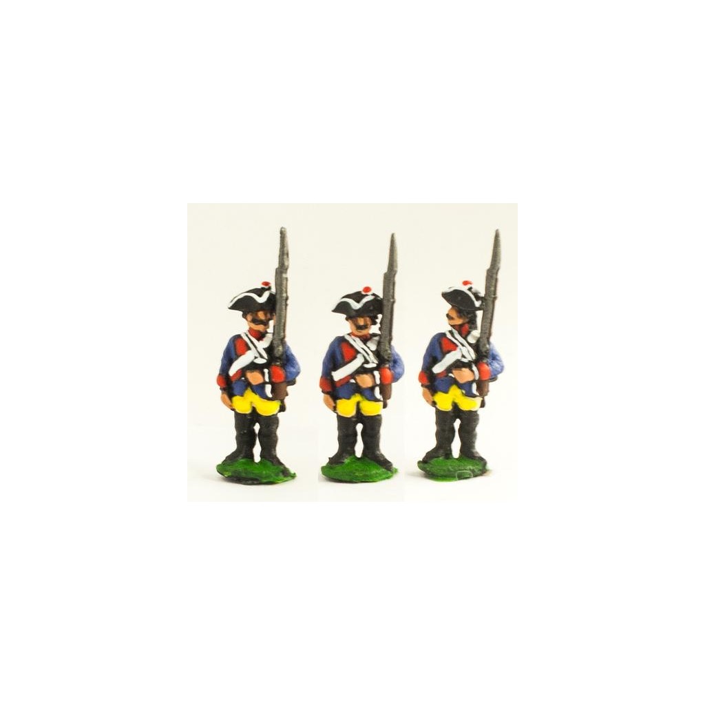 Seven Years War Prussian: Musketeer at attention, variants.