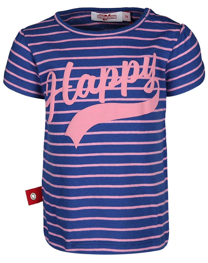 T-Shirt HAPPY gestreift in blau/pink