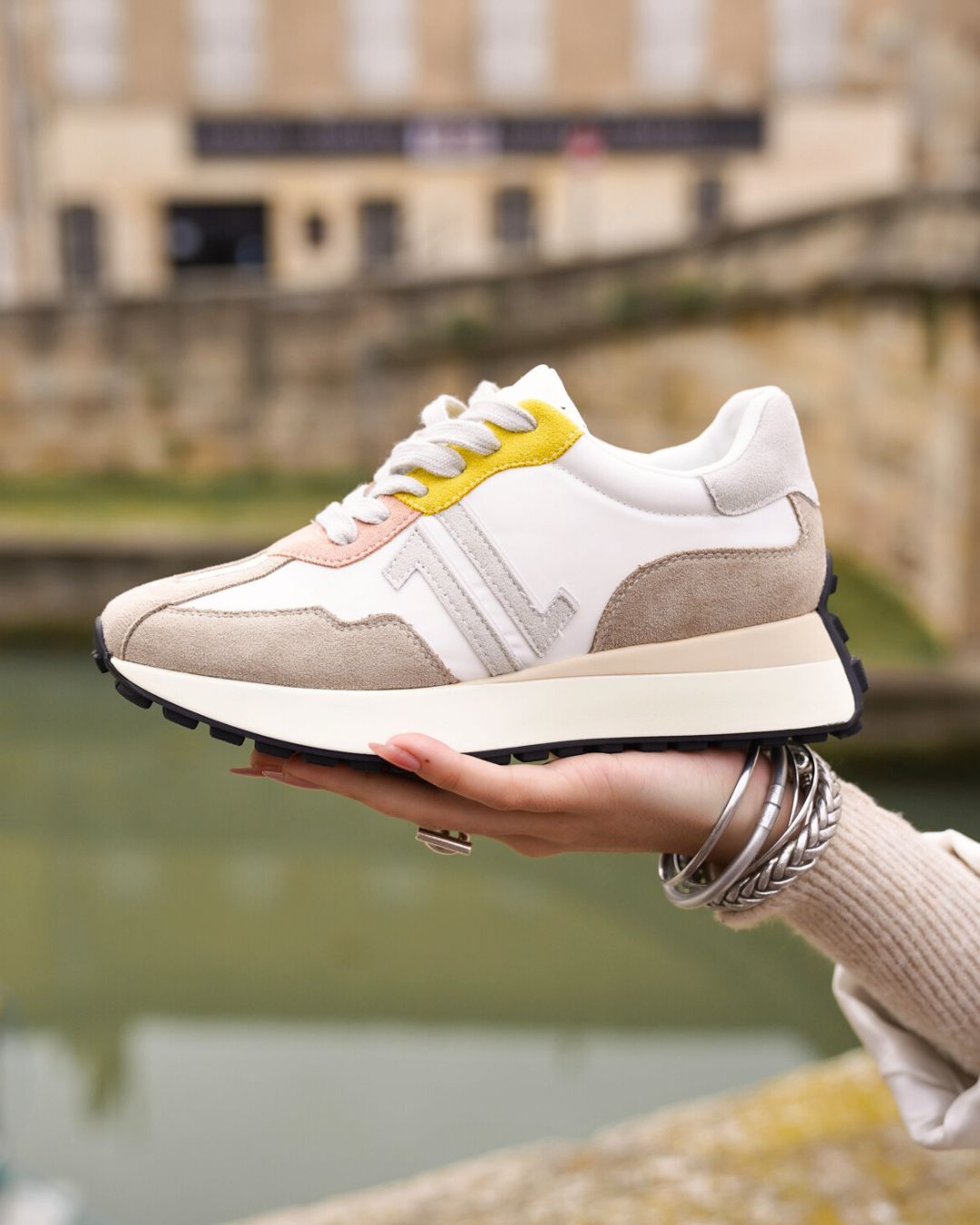 Basket femme taupe à lacets - CL77 TAUPE