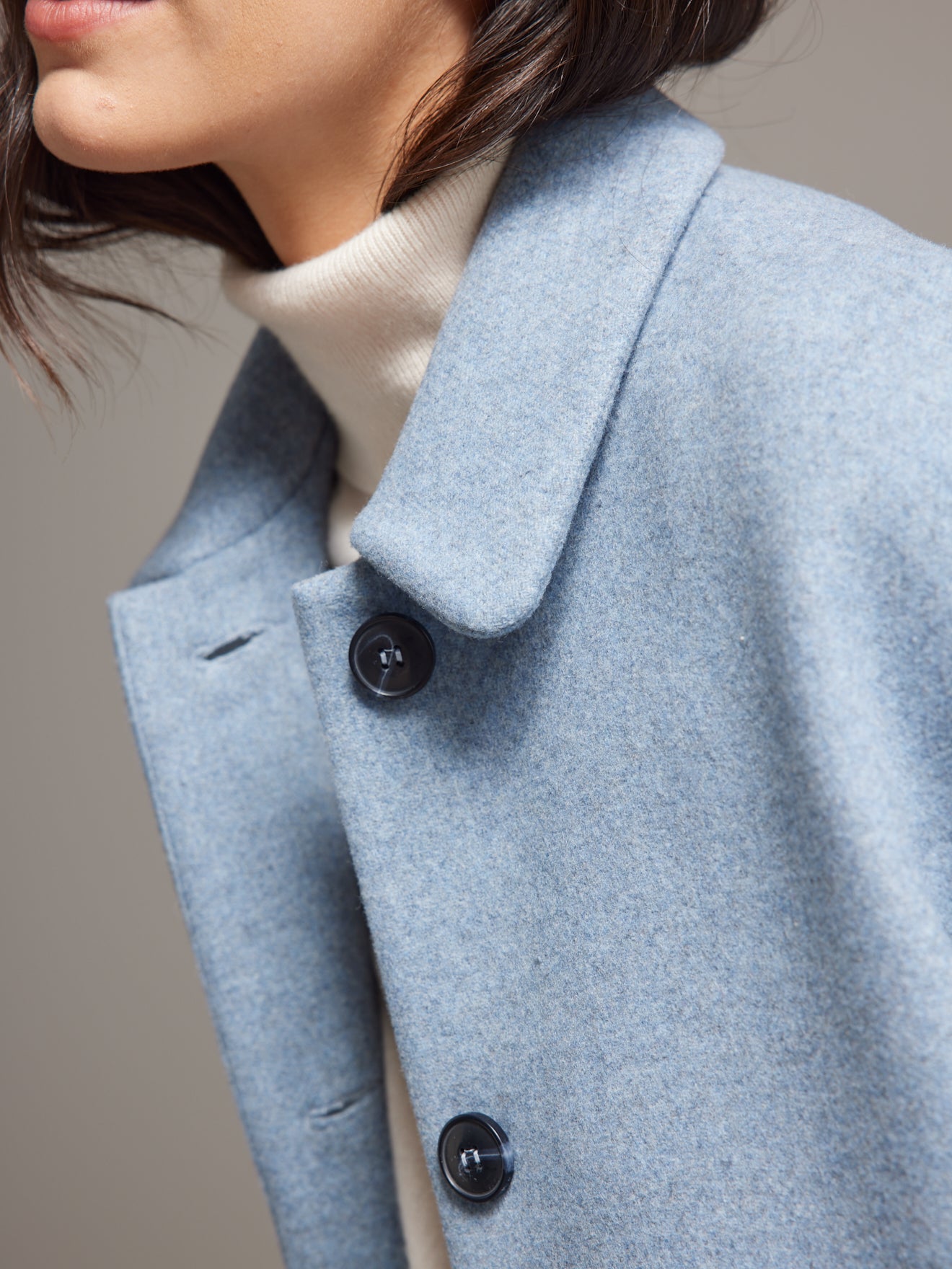 Manteau long drap de laine femme laine recyclée