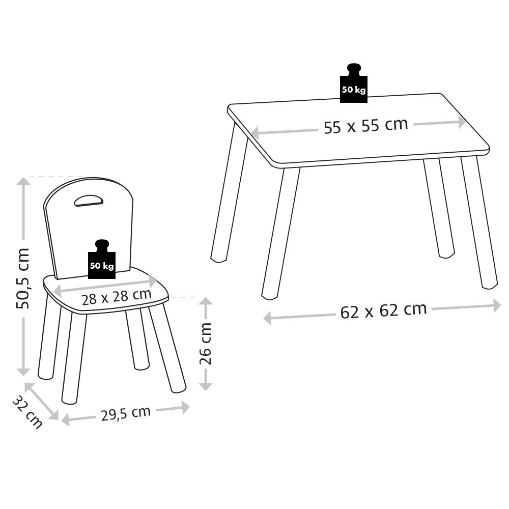 Kesper Kindertisch mit 2 Stühlen