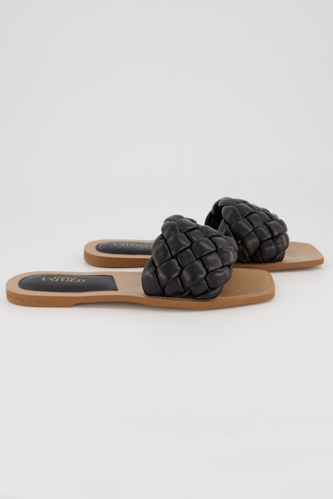 Leder-Pantolette, Lamm-Nappaleder, Flecht-Riemen