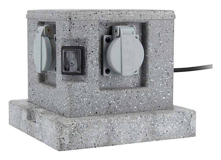 Borne de jardin extérieure Zenitech 4 prises + 2 interrupteurs 5 m horizontal