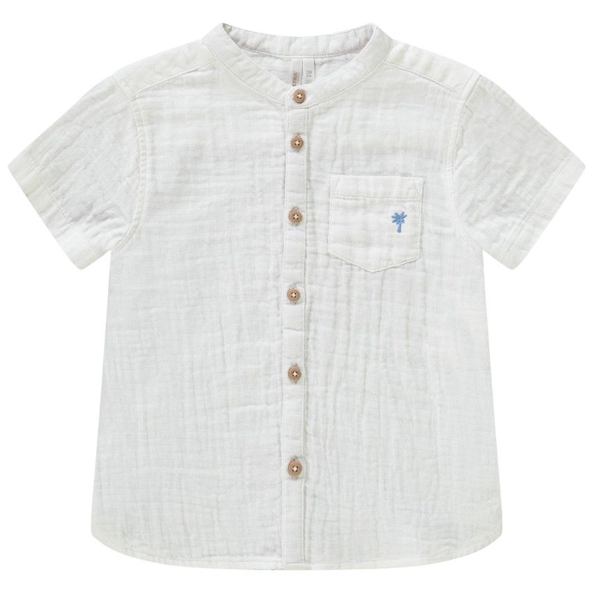 Chemise manches courtes à palmier brodé pour bébé garçon - Blanc