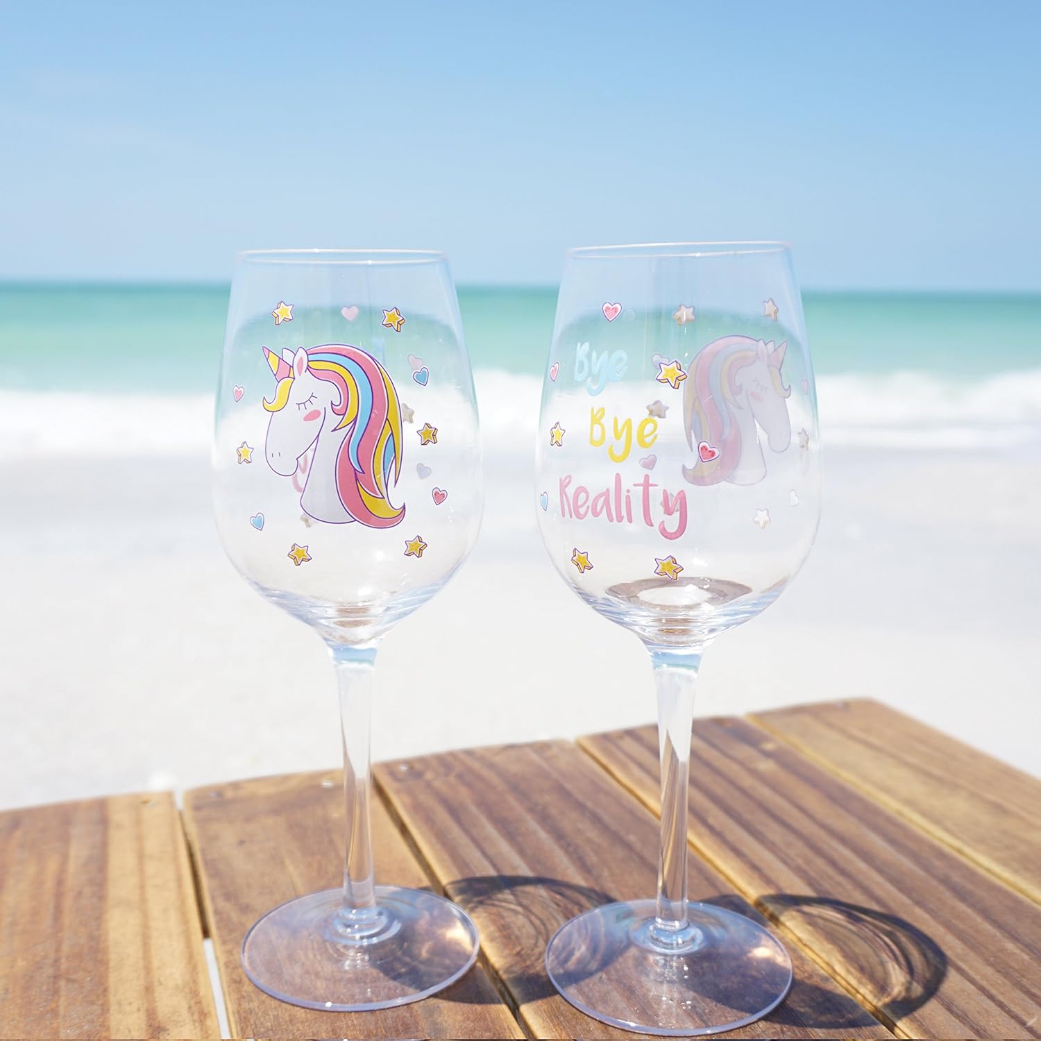 EinhornLiebe - Weingläser Set - Bye Bye Reality (2 Stück) Weinglas Glas Unicorn Einhorn