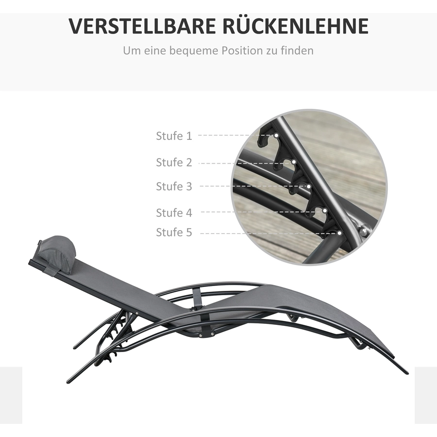 Outsunny Gartenliege mit abgerundetem Design grau