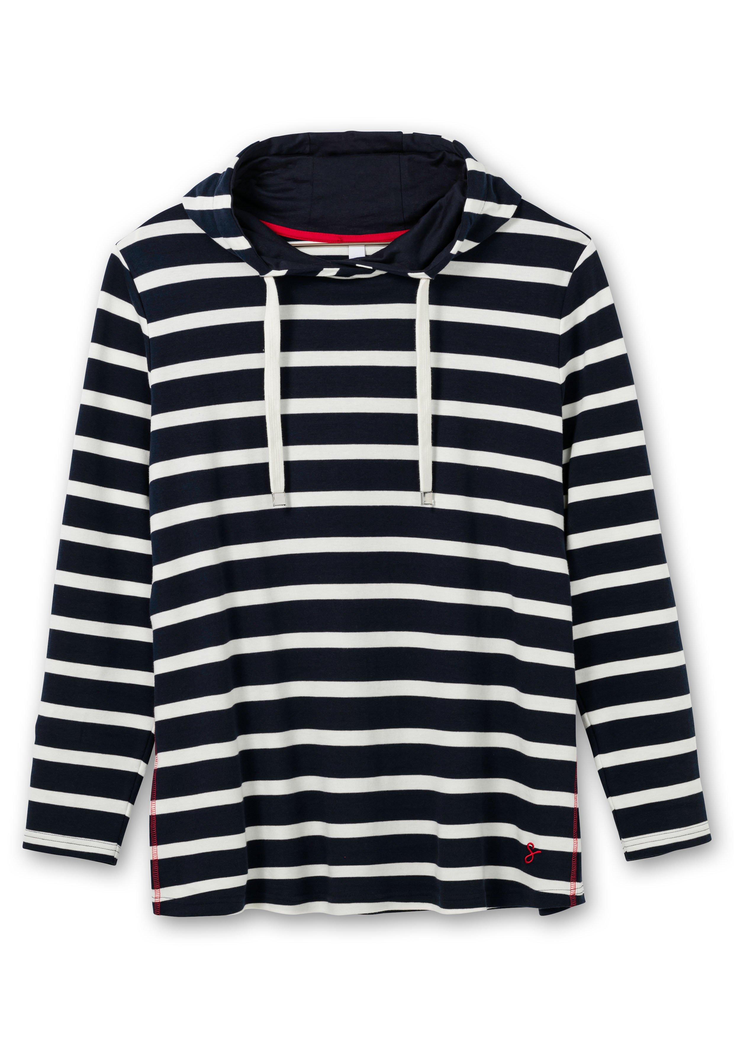 Gestreiftes Langarmshirt mit Kapuze