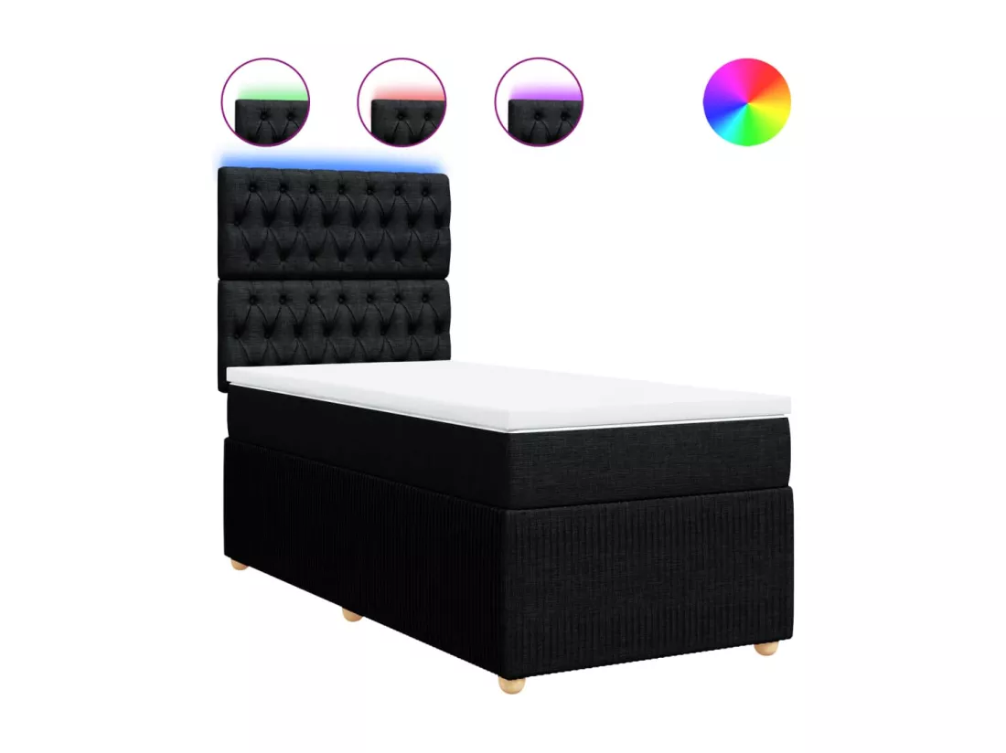 Sommier à lattes de lit avec matelas Noir 90x190 cm Tissu