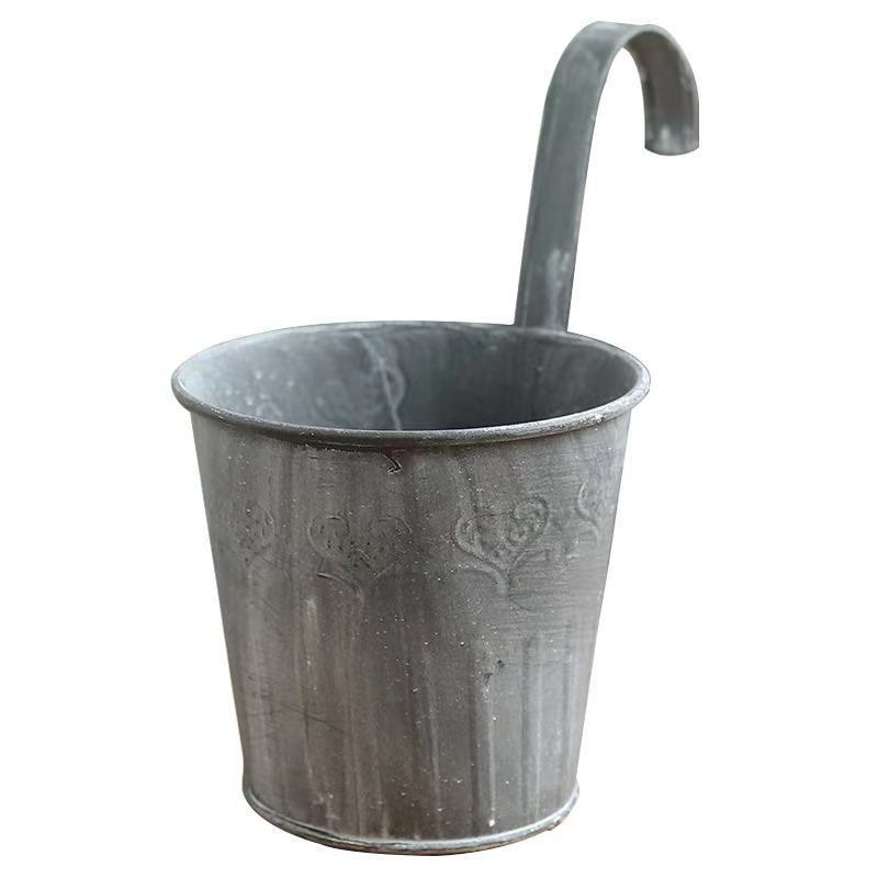 (Ø180x95mm) Metall Balkon Blumentopf Hängender Pflanzen Korb Home Deko - Grau