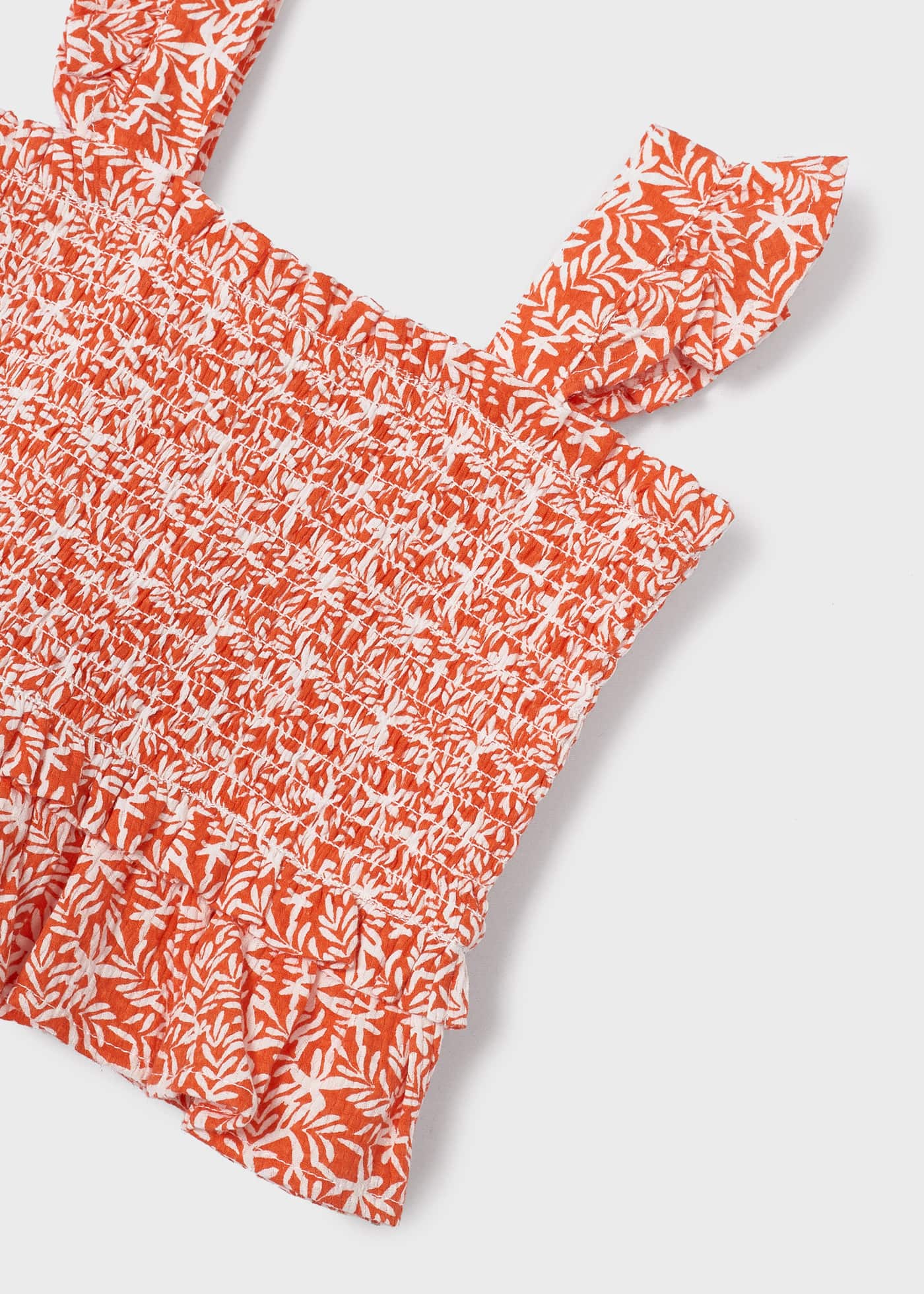 Camisola de algodão com detalhes franzidos para meninas