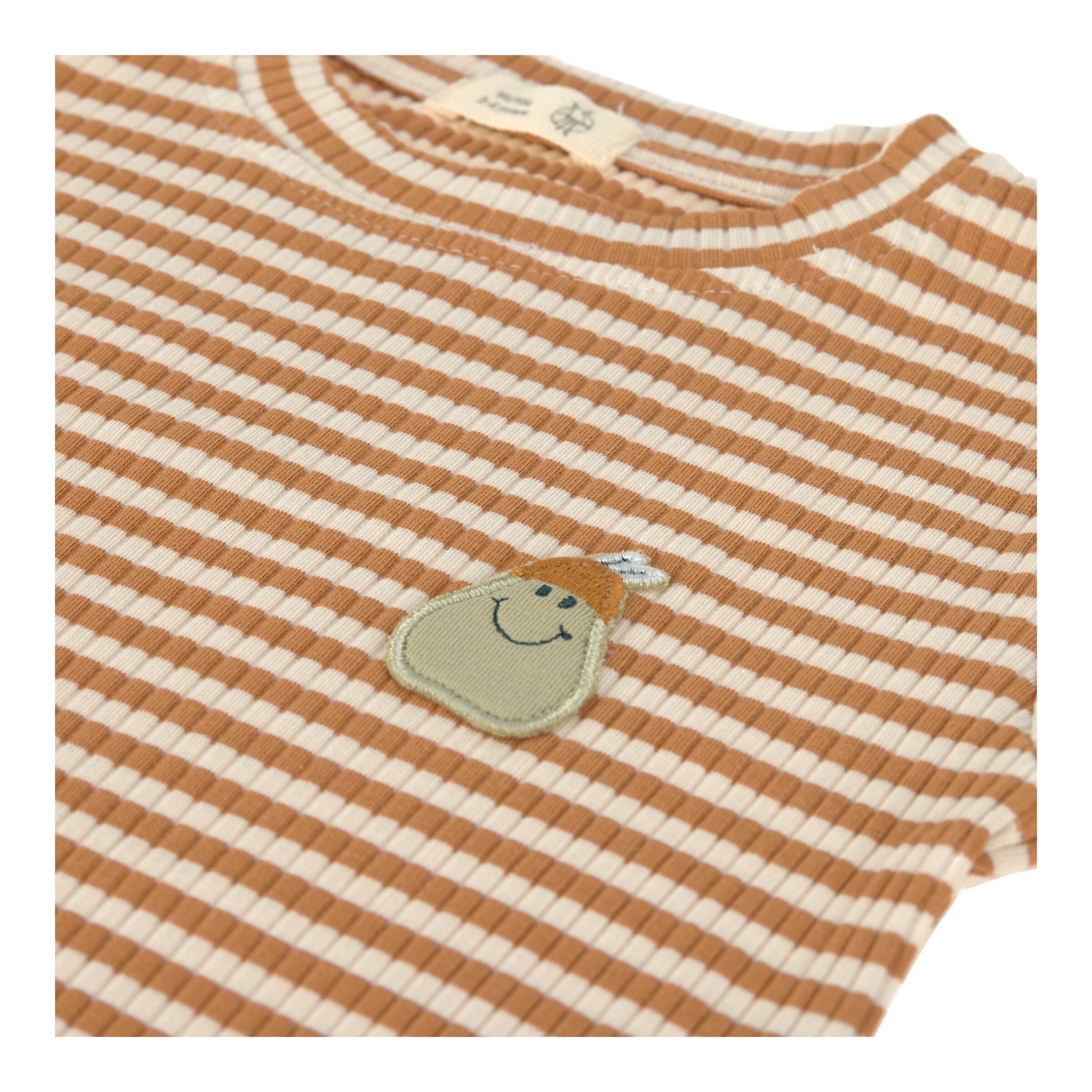 Lässig Shirt langarm Rippqualität Ringel Birne Little Gang natur/braun