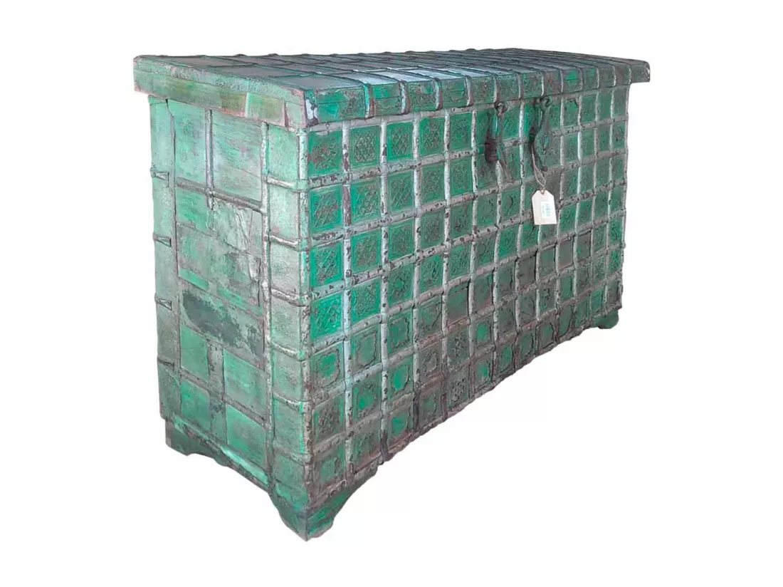Coffre en bois vert 135x43x79h