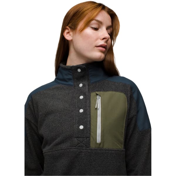 Sweat polaire PRANA PEAK SNAP UP FLEECE W CHARCOAL / STORMY NIGHT