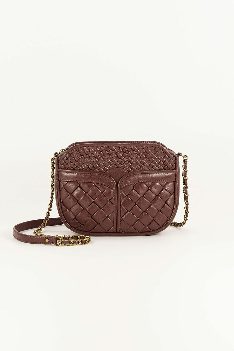 SESSUN<br>Bolsa de ombro em couro trançado com corrente, DIVINE BRIDED