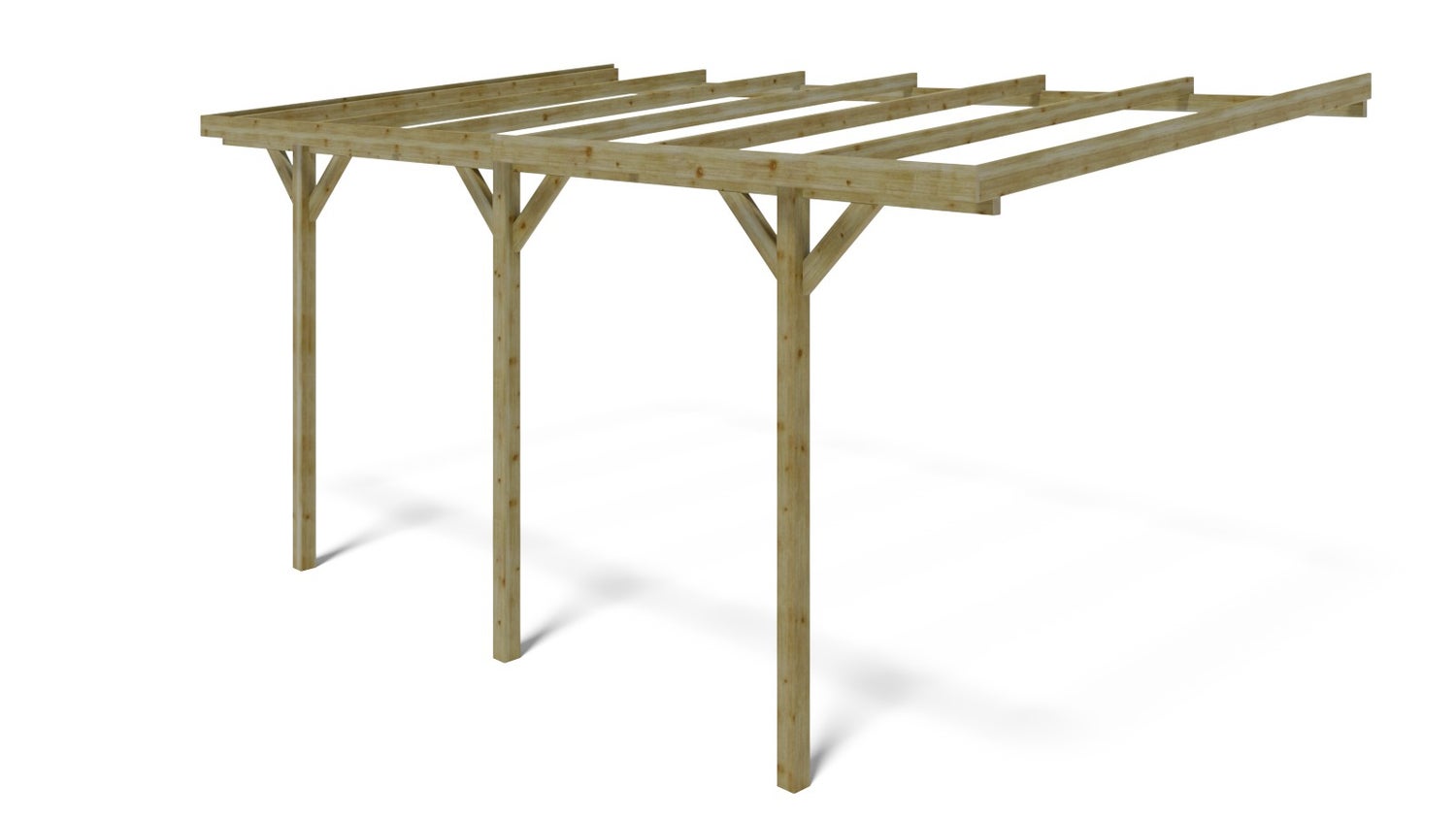 Carport garagedak 3x5,24 m - 15 m2 - gemonteerd op de huismuur