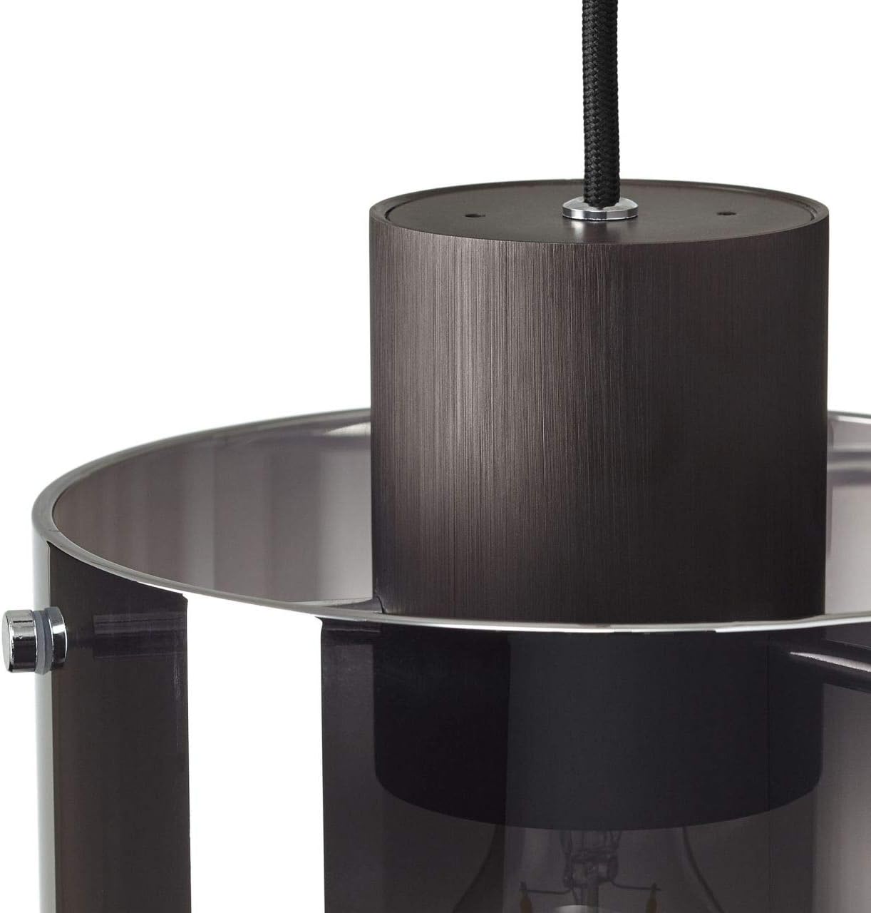BRILLIANT Lampe Beth Pendelleuchte 3flg Kaffee/rauchglas | 3x A60, E27, 60W, g.f. Normallampen n. ent. | In der Höhe einstellbar/Kabel kürzbar | Für LED-Leuchtmittel geeignet