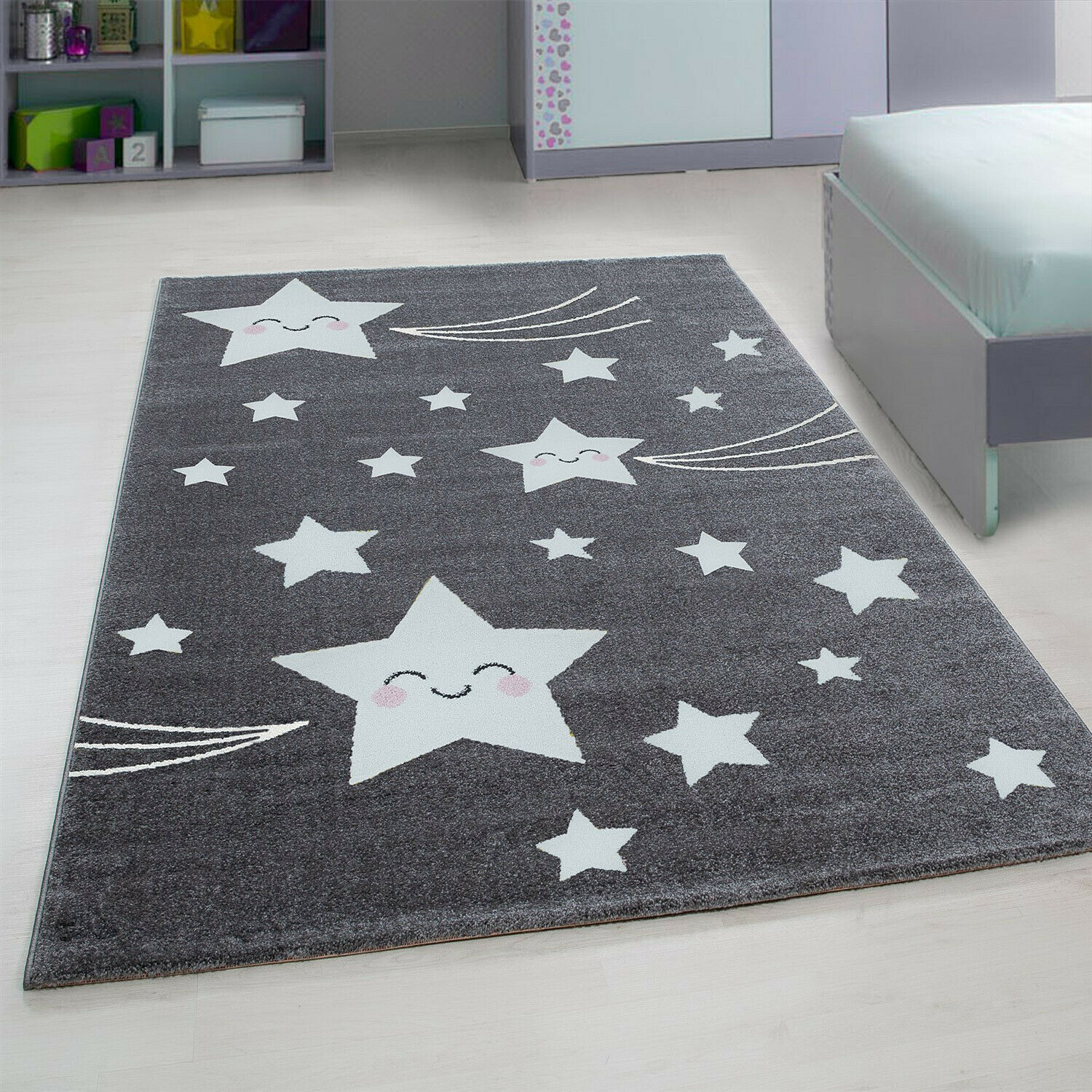 Wunderschöne Kinderteppiche, Teppich mit Stern Motiv Rund /Viereck