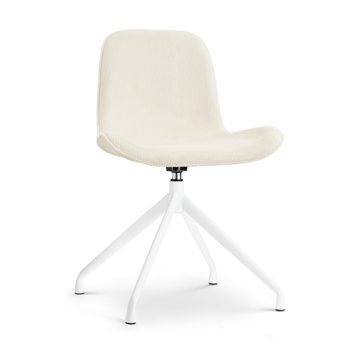 Eetkamerstoel Nola-Fé wit onderstel rib beige