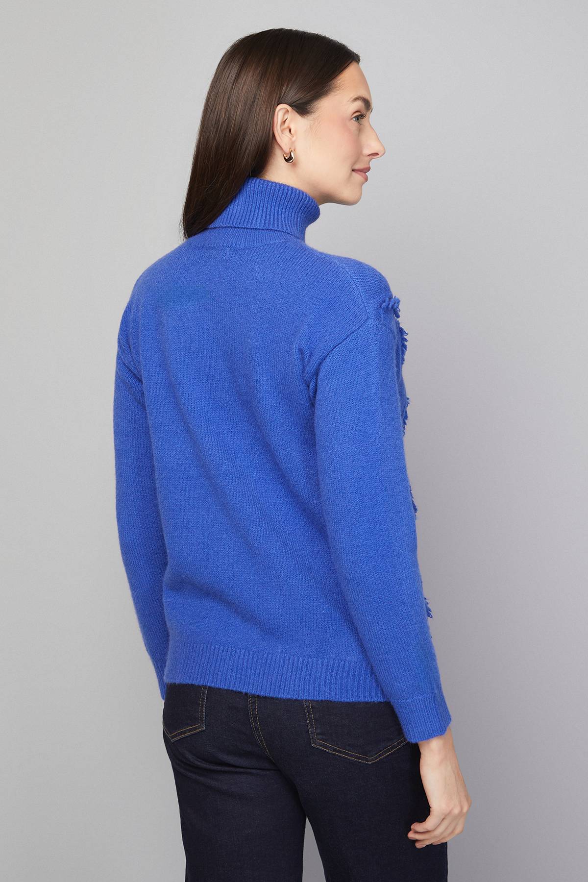 Wallis synthétiquell Col Roulé à Franges Motif Losange