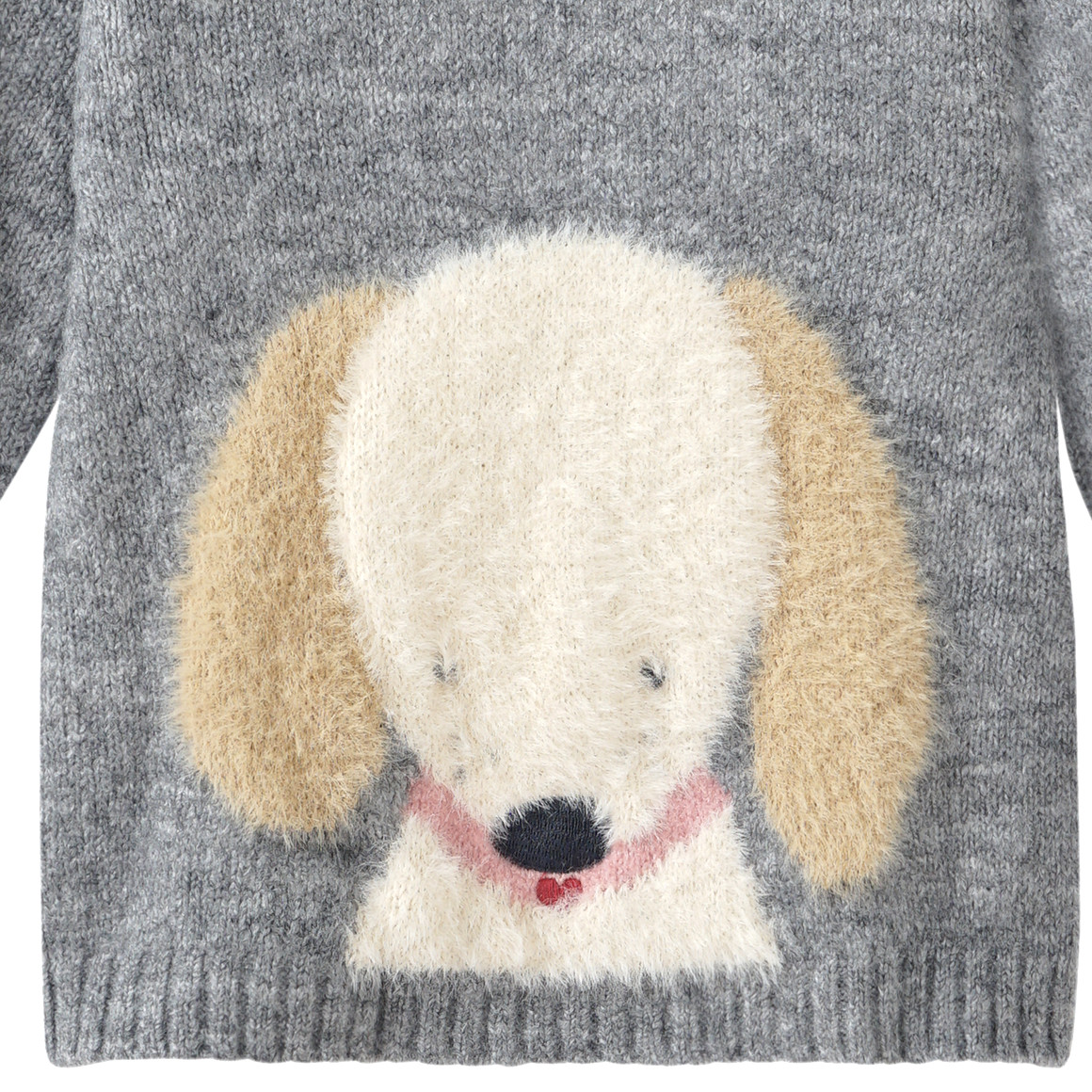 Topomini Baby Strickpullover mit Hunde-Motiv hellgrau