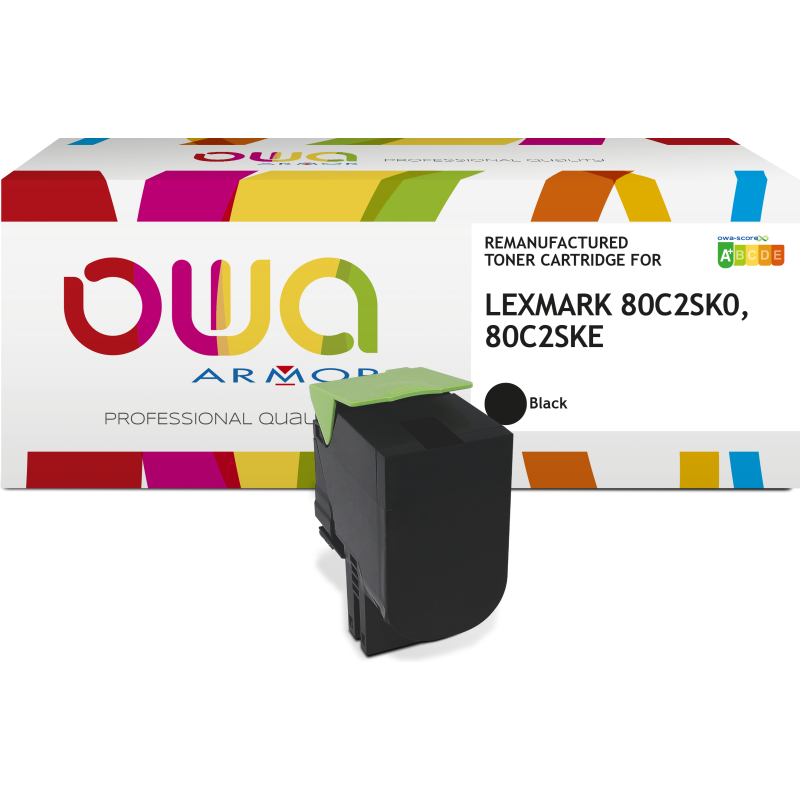 Toner remanufacturé OWA - standard - Noir - pour LEXMARK 80C2SK0, 80C2SKE