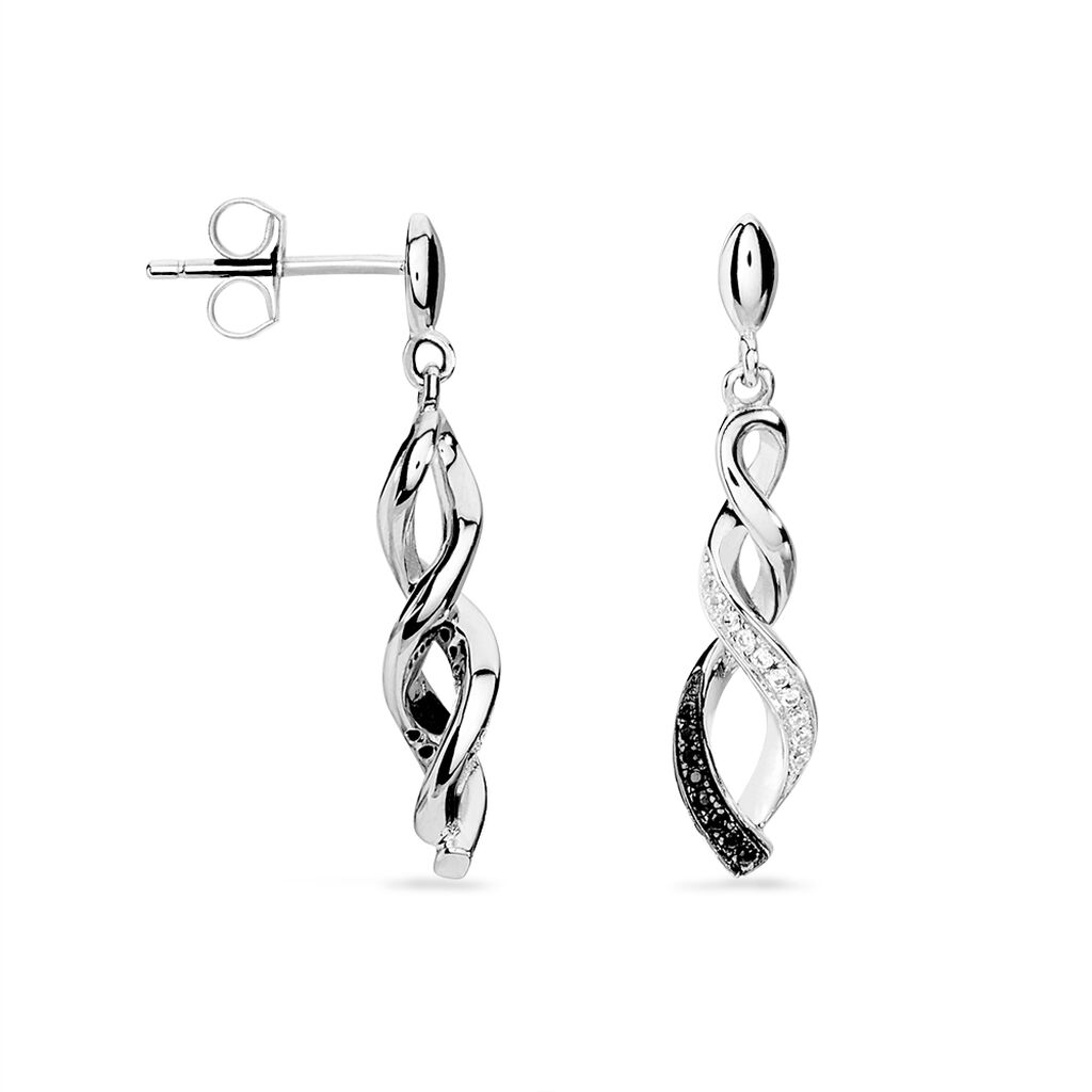 Boucles D'oreilles Pendantes Claudia Argent Blanc Oxyde De Zirconium