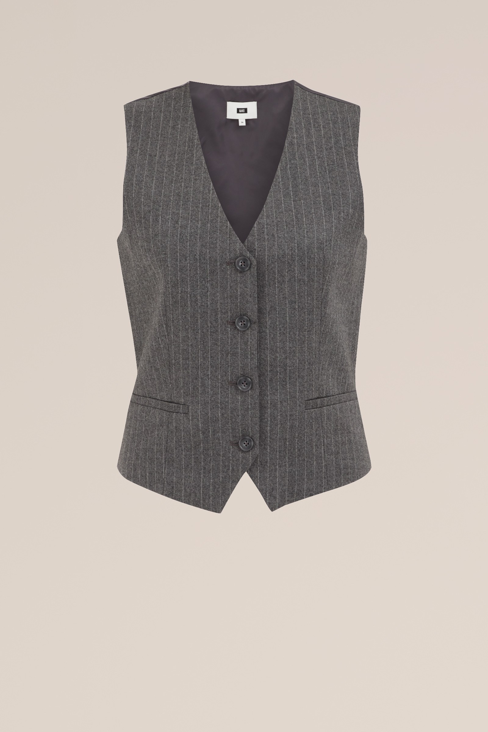 slim fit gestreept gilet WE Fashion Lichtgrijs