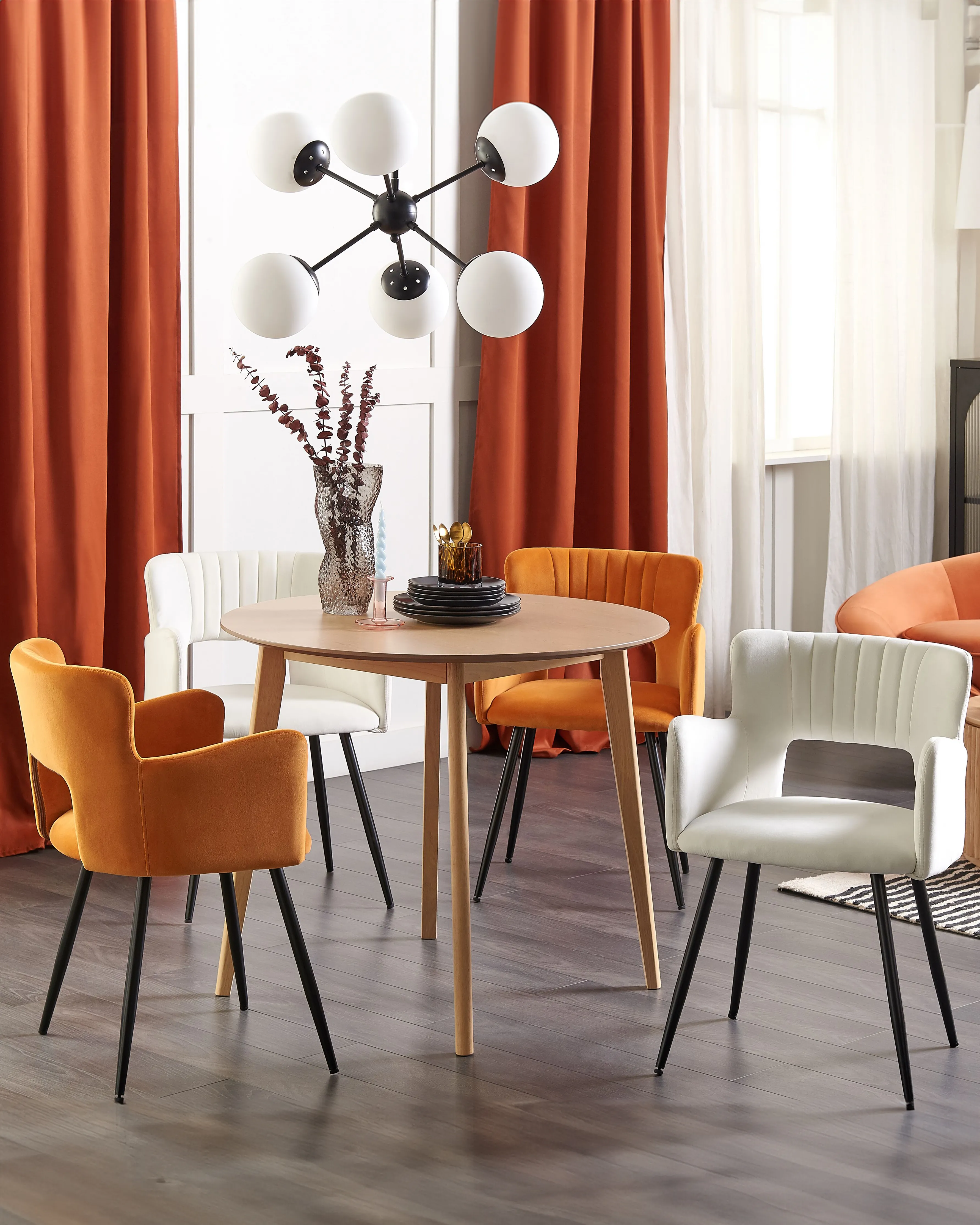 Set van 2 eetkamerstoelen SANILAC Fluweel Wit