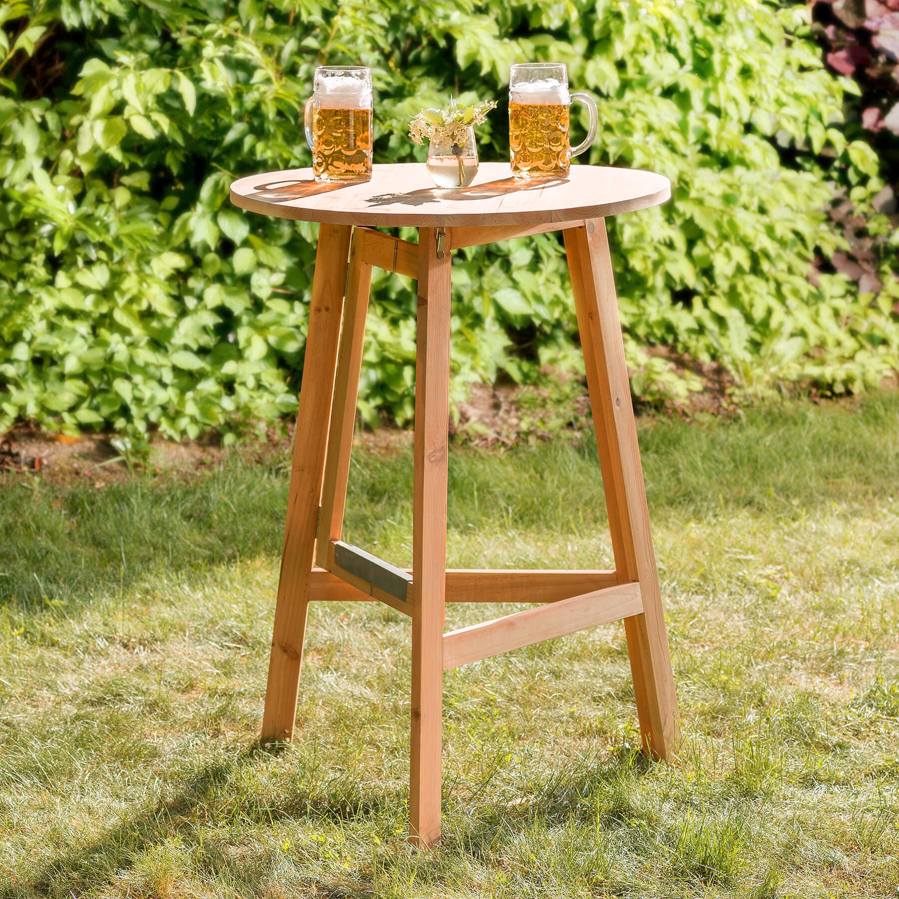 tectake® Stehtisch, aus Holz, rund, standfest, 79x110 cm