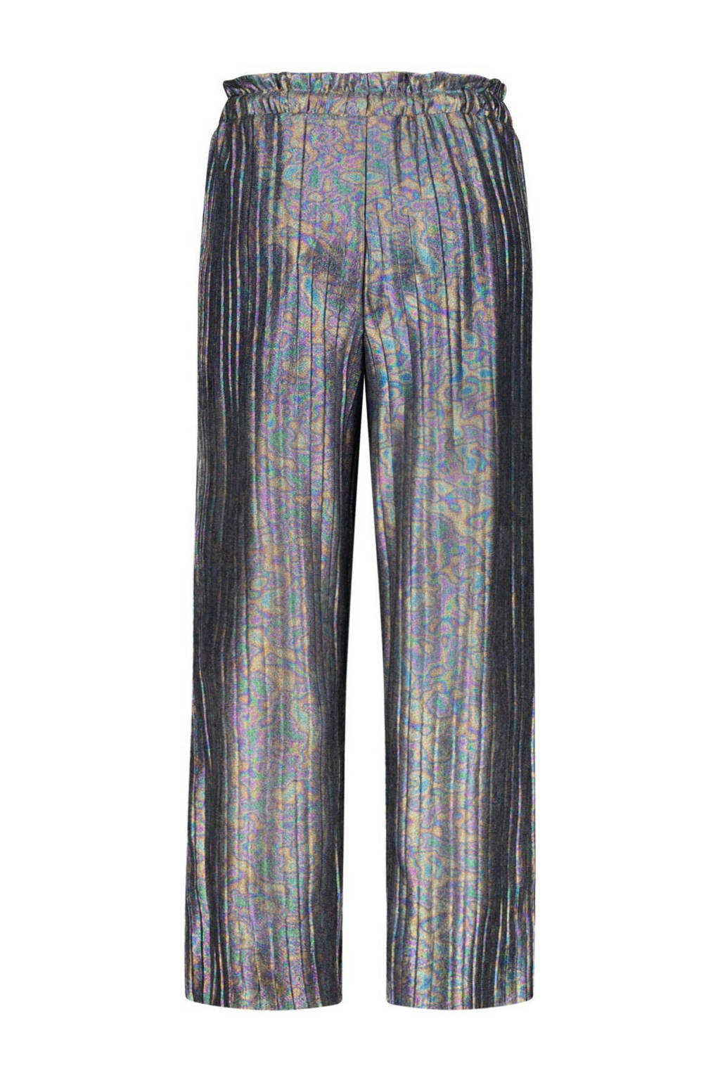 Like Flo metallic straight fit broek grijs/multicolor