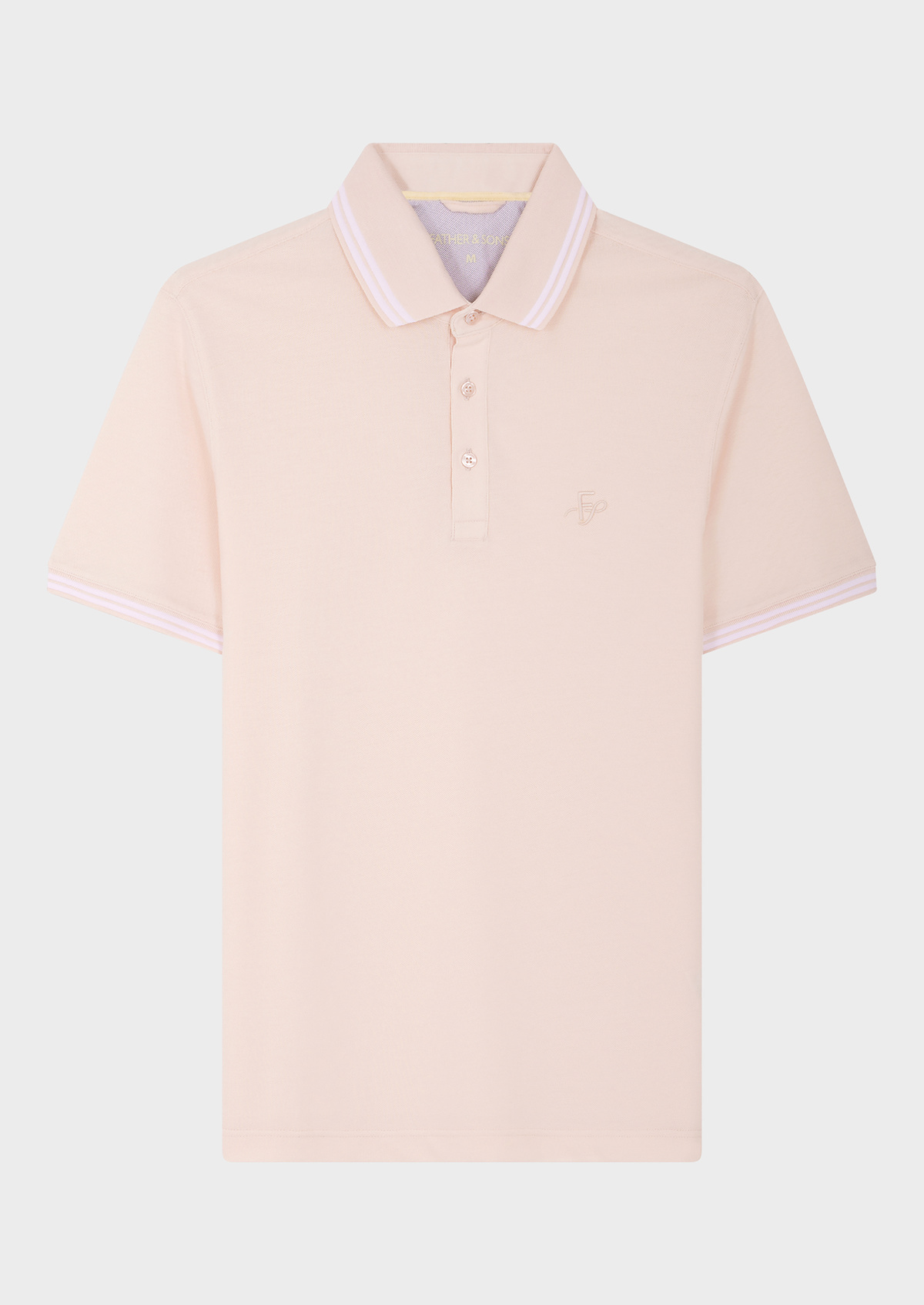 Polo manches courtes Slim en coton uni rose pâle