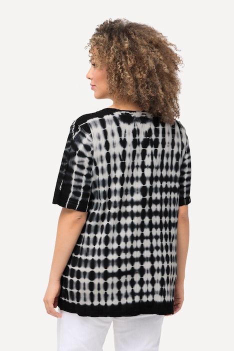 T-Shirt, Batikdruck, Struktur, V-Ausschnitt, Halbarm
