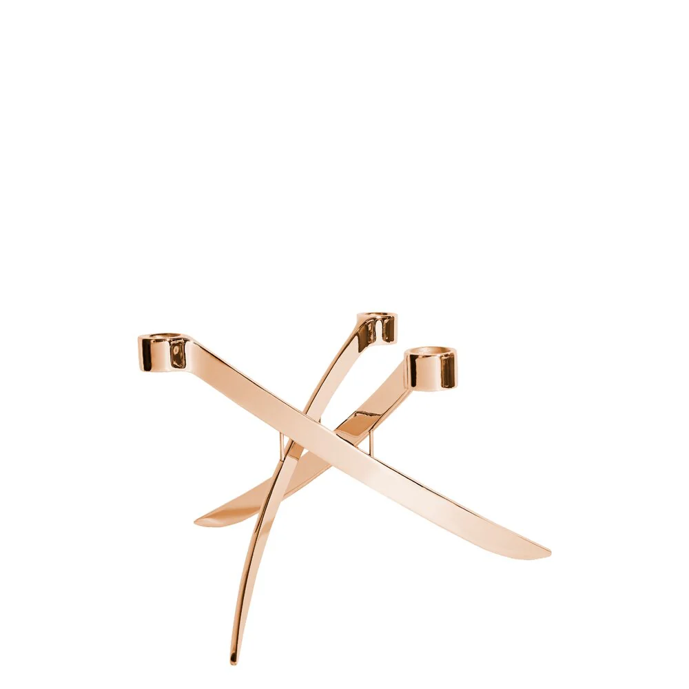 Uyuni  Mini taper lysestageholder m.3 arme, Rose Gold - 18x11 cm.