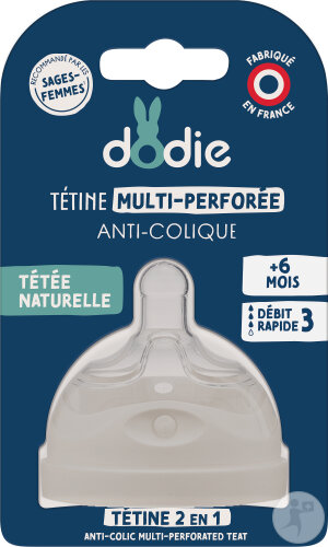 Dodie Tétine Multi-Perforée Anti-Colique Débit Rapide 3 +6 Mois 1 Pièce