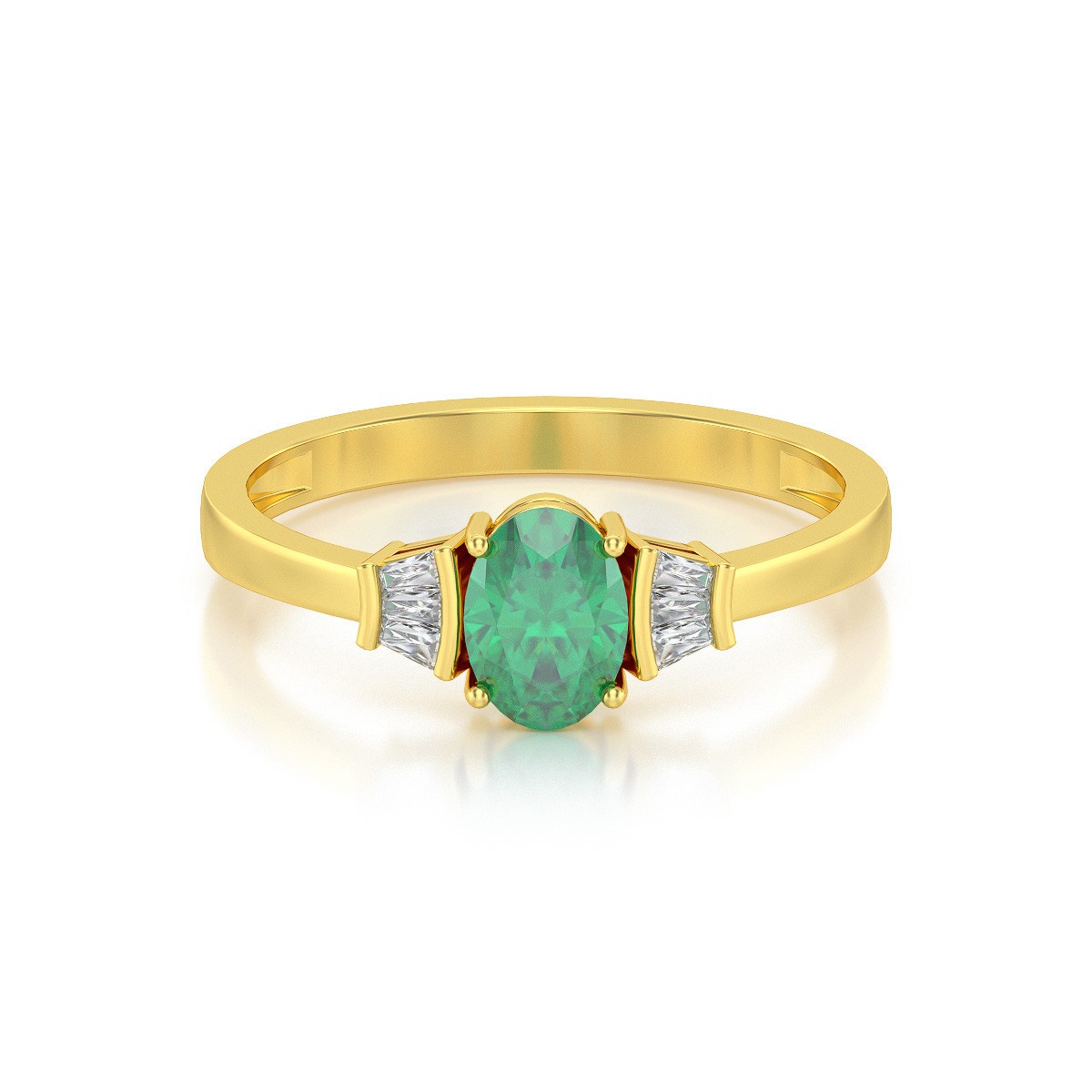 Bague ADEN Or 585 Jaune Emeraude et diamants 1.99grs
