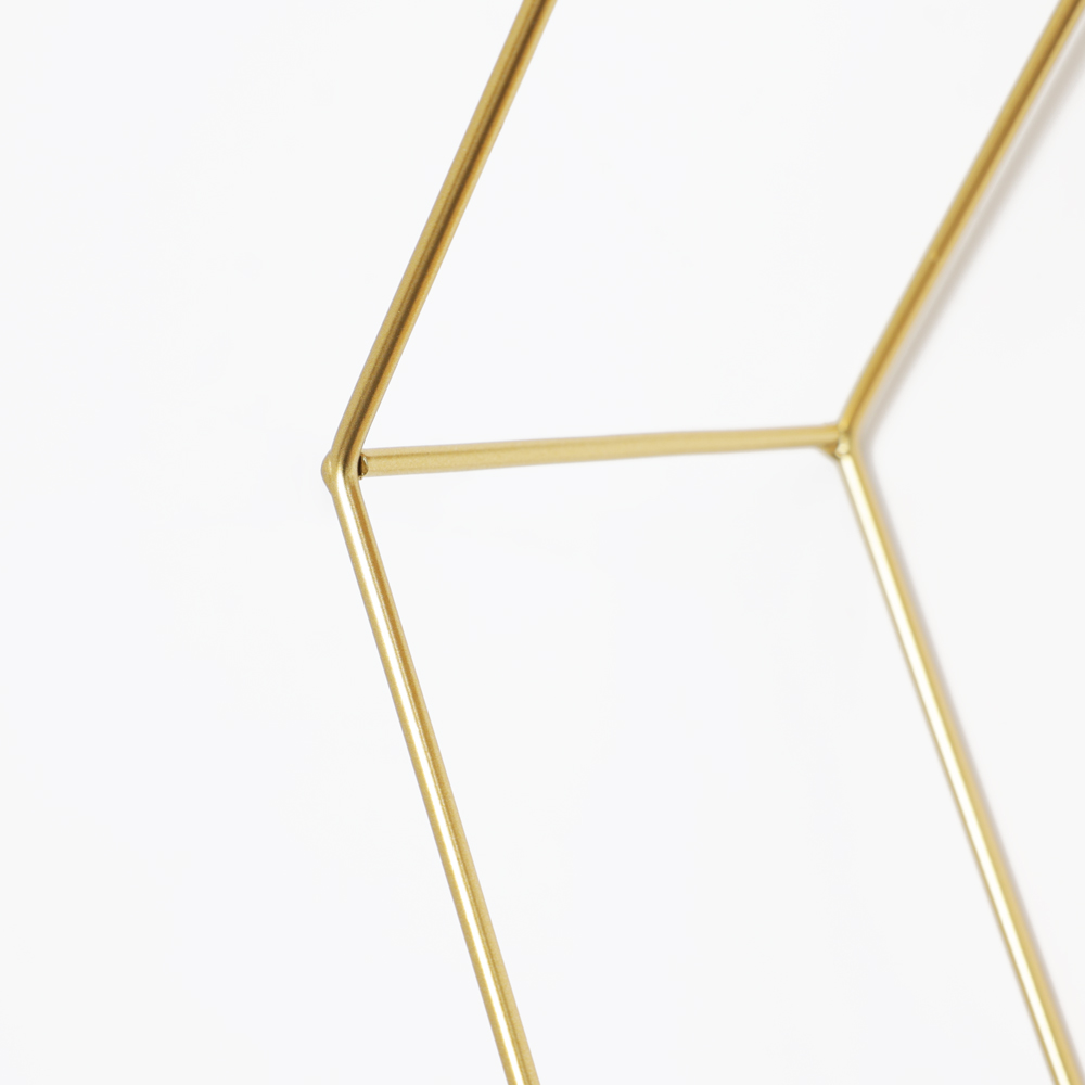 Etagère murale triple hexagonale en métal - 40,5x41 cm - or