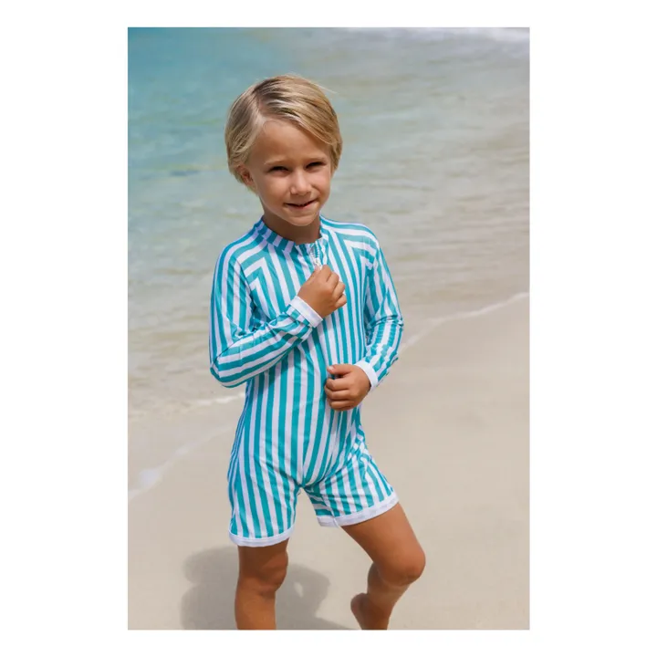 Juillet Juillet Combishort Anti-UV Graniers Rayé | Turquoise
