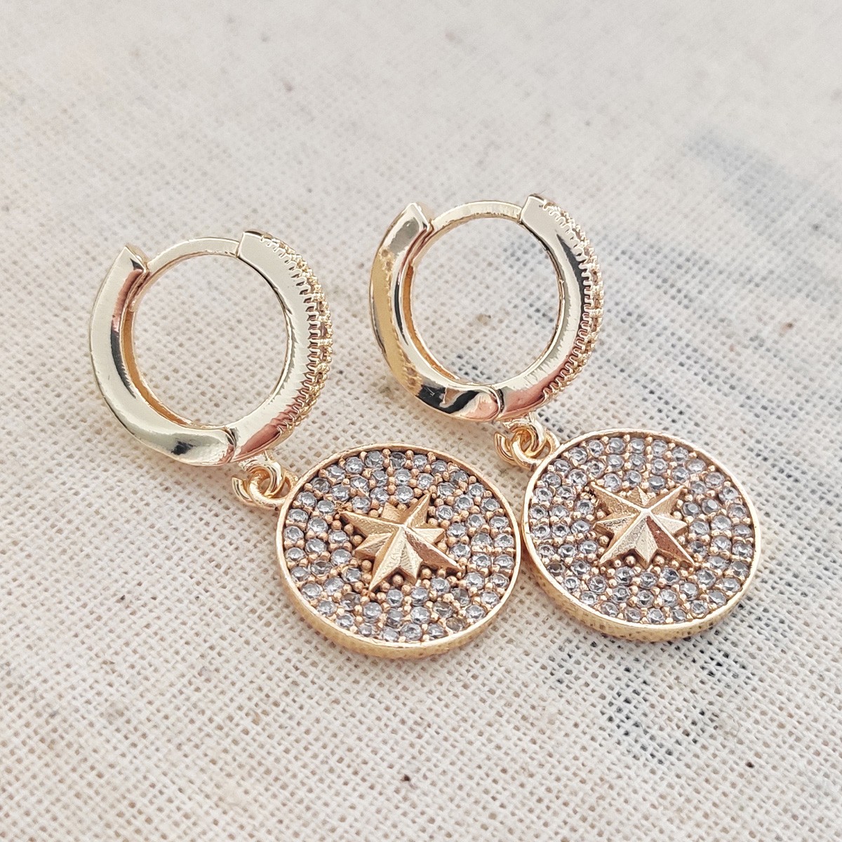 Boucles d'oreilles - Pole Star  - Laiton plaqué or & zircons
