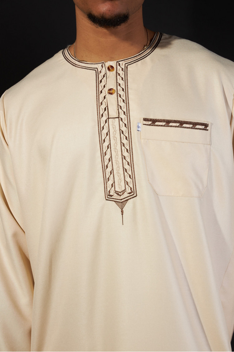 Ensemble 2 pièces qamis + pantalon beige