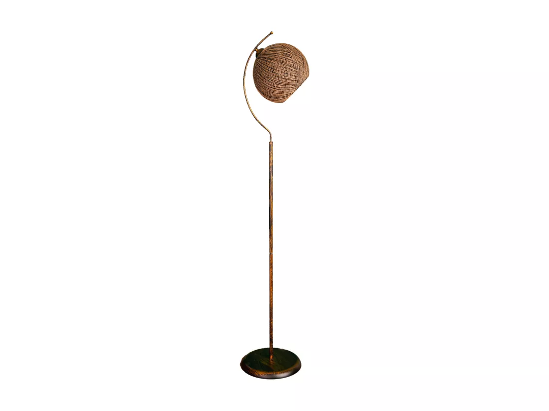 Lampe à pied 165 cm, brown, type E 27 Max 45 - 60 W, collection Malaui, E 27 Max 45 - 6