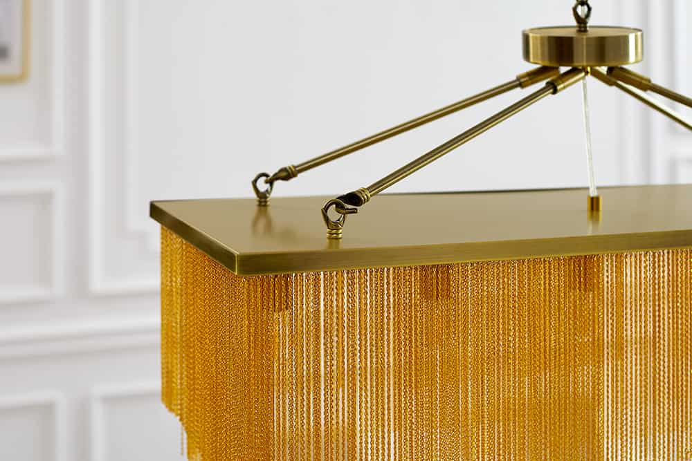 Glamouröse Hängelampe ROYAL 80cm messing gold Metall Ketten-Design Hängeleuchte