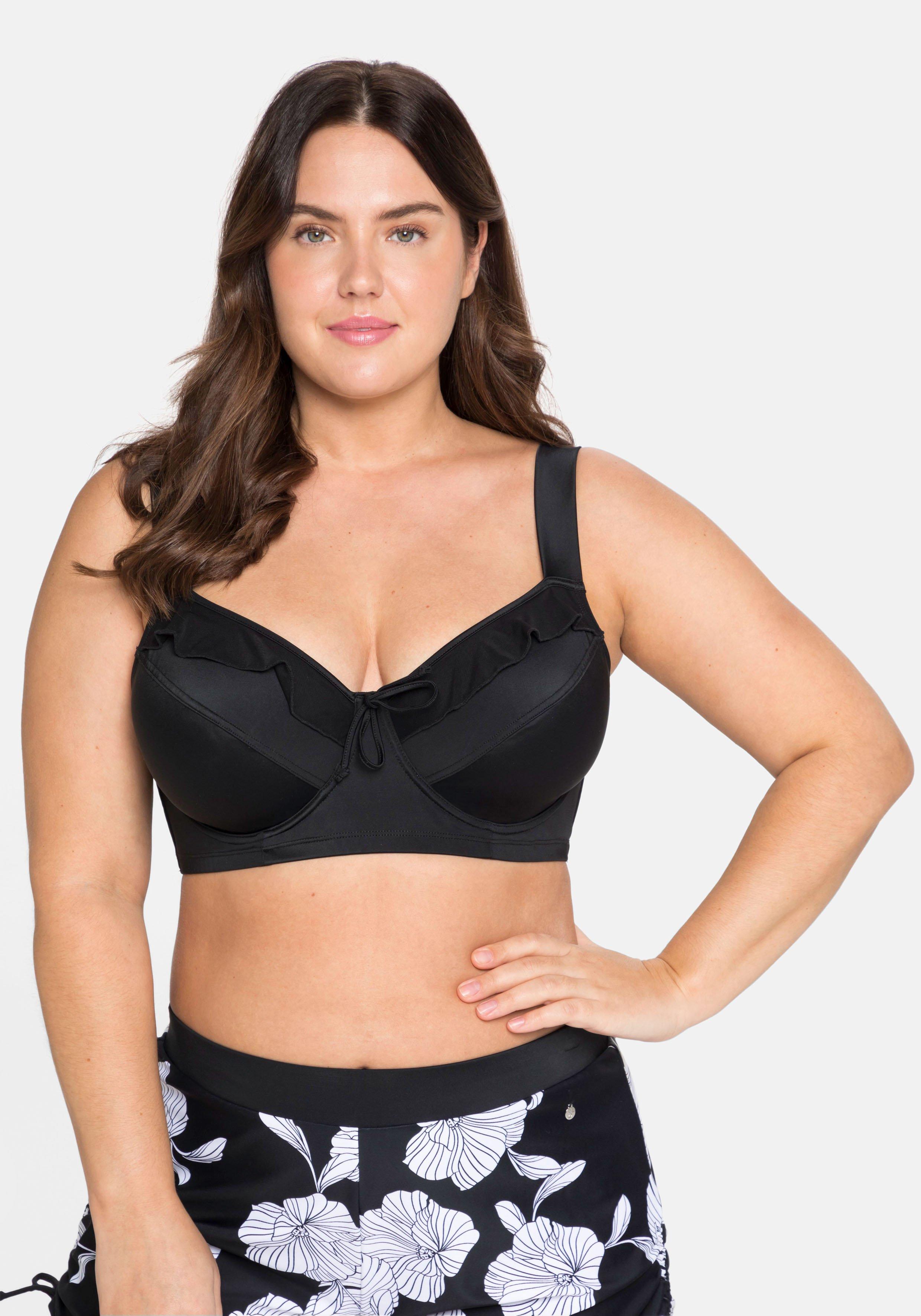 Bikini-Oberteil mit Bügeln und Volants aus Mesh